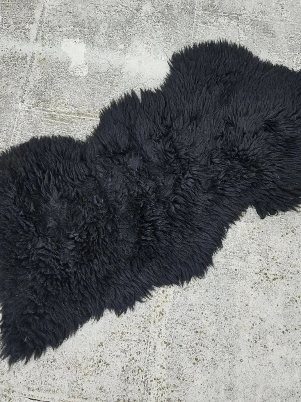 Real Fur Area Rug Handmade Sheepskin Black Real Hair Fur Home Decore Rug New